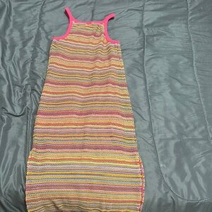 NOBO Colorful Striped Maxi Dress with Pink Accents